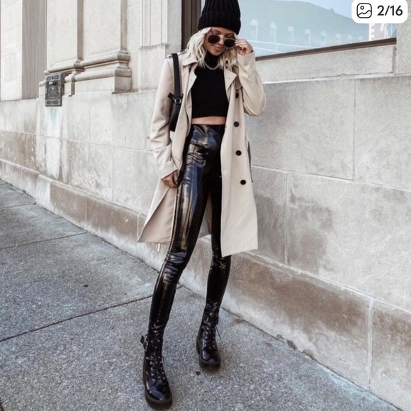 SPANX Faux Patent Leather Leggings Womens XS Petite NWT - Picture 2 of 6